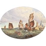 Two French oval earthenware plaques, c1870, painted by E Maxime, both signed, with a river scene