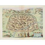 Georg Braun (Jan Jansson) - Damascus, double page engraved map 1657 or later, hand coloured, 33 x