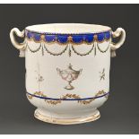 A Derby ice pail, c1775, painted in sepia and enamels with neo classical urns and trophies beneath