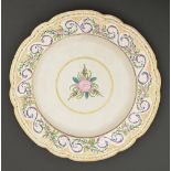 A Caughley 'Sevres Swags' plate, decorated at Chamberlain's Worcester, c1790-92, 21cm diam Small