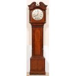 A George III eight day oak longcase clock, [Thomas] Bradley Ilkiston[sic], the silvered dial with