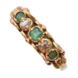 An emerald and diamond ring, 19th c, in gold, 1.9g, size G½ Stones all present and apparently