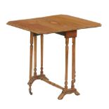 An Edwardian mahogany and inlaid Sutherland table, 60 x 69cm Slightly faded, wear around feet