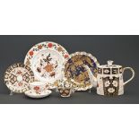 A Royal Crown Derby Witches pattern teapot and cover, 1966, 18cm h, printed mark, two Royal Crown