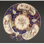 A Coalport crested plate, probably London decorated, c1810, painted with flowers and kidney shaped