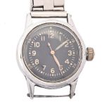 A WWII British Air Ministry issue plated wristwatch, Waltham movement No 31444/853, 31mm diam,