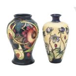 Two Moorcroft Queen's Choice and Hepatica vases, 1999 and 2000, 15.5 and 16cm h, impressed mark Good