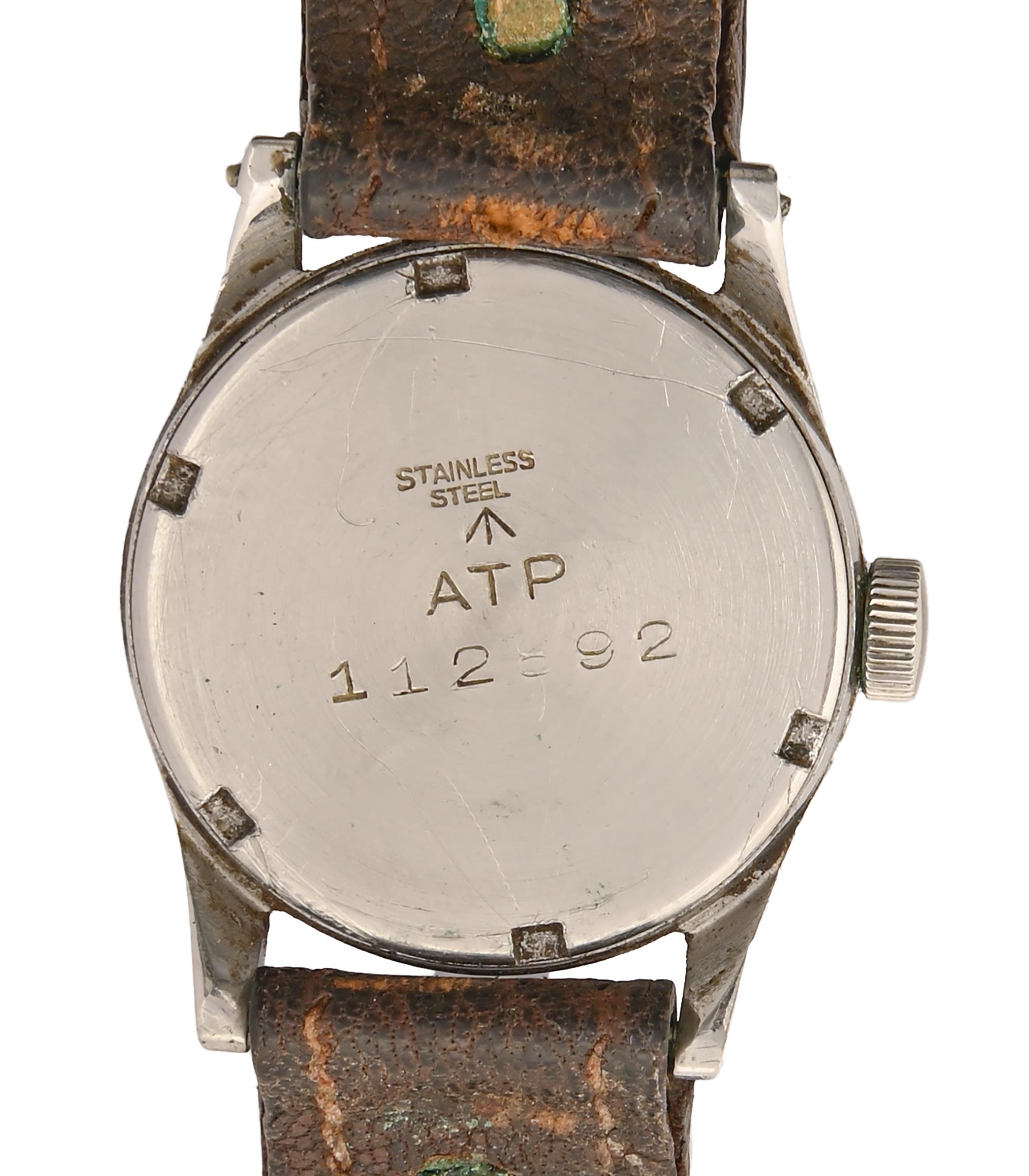 A WWII British Army issue stainless steel wristwatch, 31mm diam, marked on case back STAINLESS STEEL - Image 2 of 2