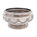 Racing trophy. An Edwardian silver rose bowl, applied with swags and medallion between ribbon-and-