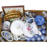 Miscellaneous English ceramics, 19th c and later, needlework pictures, etc Mixed condition