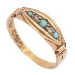 A Victorian diamond and turquoise ring, in 18ct gold, Birmingham 1900, 2.4g, size M Light wear,