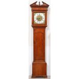 A George III thirty hour oak longcase clock, Bradley Ilkiston[sic], engraved brass dial with round