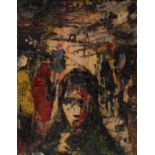Modern British School - Head of a Woman, oil on canvas, 44 x 34cm Original condition, much dirt