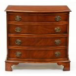 A reproduction mahogany bow fronted chest of drawers, 74cm h; 77cm l Good condition