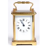 A French brass carriage timepiece, 20th c, 11.5cm h excluding handle Working order. Two of the