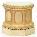 An architectural grey and gilt painted wood and plaster pedestal, 20th c, 64cm h; 65cm l Applied