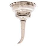 A Georgian silver wine funnel, inscribed with monogram, indistinctly marked, 2ozs 7dwts