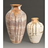 Studio pottery. Alex McCartney (20th / 21st c) - two vases, textured glazed stoneware with lustre,