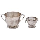A George V two handled silver cup, 80mm h, by James Dixon & Sons Ltd, Sheffield 1933 and a miniature