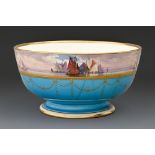 A Minton bowl, early 20th c, painted by J E Dean, signed, with a continuous shipping scene, above