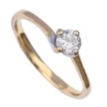A diamond solitaire ring, in 18ct gold, marks rubbed, 3g, size O Good condition