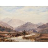 Alfred Clint (1807-1883) - Near Snowdon, Wales, inscribed and titled mount, watercolour, 30 x 41cm