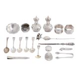 Miscellaneous small silver flatware, condiments and other articles, including a model of a rose,