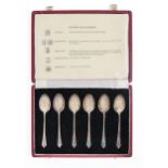 A set of six Elizabeth II silver coffee spoons, Sterling and Britannia Standard, Dog Nose pattern,