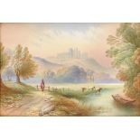 A pair of English porcelain plaques, early 20th c, painted by F Micklewright, one signed, with a