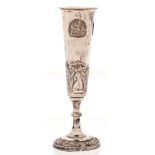 An Ottoman silver goblet, 19th c, applied with repousse reliefs of figures, 19.5cm h, assay and