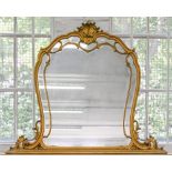 A giltwood and composition over mantel mirror, in George III style, 112 x 131cm