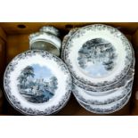 A Victorian earthenware transfer printed dinner service, decorated with scenes of Windsor Castle