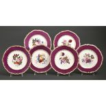 A set of six Spode dessert plates, 1822-1823, painted in the centre with a floral bouquet, in gilt