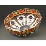 A Royal Crown Derby Imari pattern octagonal bowl, 1977, 25.5 x 25.5cm Good condition, second