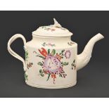 A creamware teapot and cover, Yorkshire or Staffordshire, c1780-90,  with beaded rims and entwined