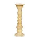 A carved and spiral turned marble torchere, early 20th c, 80cm h Minor chips and losses