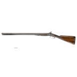 An English 12 bore double barrel percussion shotgun, Thomas Turner, Reading, with browned