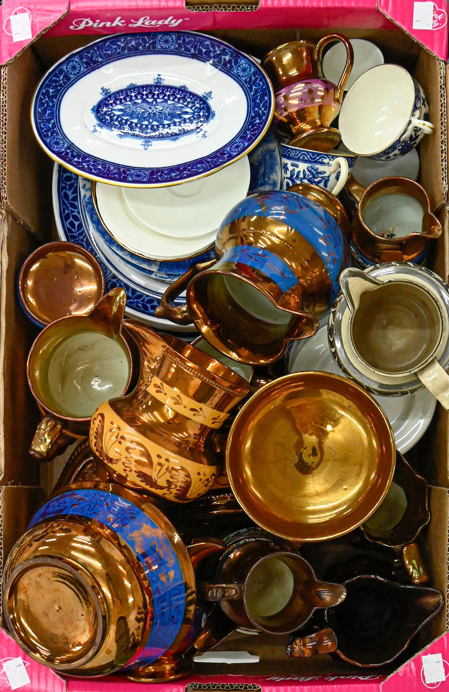 Miscellaneous ceramics, to include 19th c English copper lustre and teaware