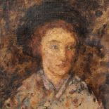 Stephen Goddard (b. 1959) - Young Girl in a Hat, inscribed and titled Peter Hedley Gallery label