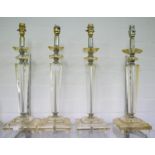 Four matching glass table lamps, 49cm h
