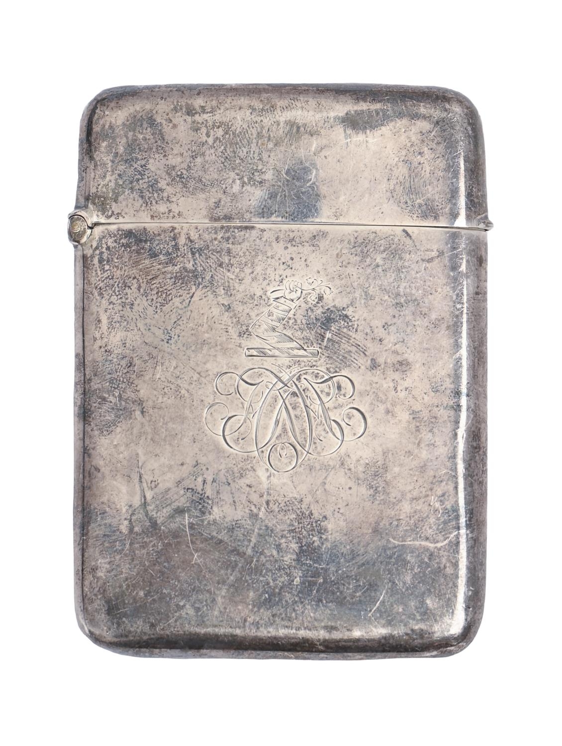 A Victorian silver card case, crested, 80mm, by Deakin & Francis Ltd, Birmingham 1884, 1oz 11dwts