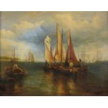 20th Century School - Shipping Scene, indistinctly signed, oil on canvas, 38.5 x 49cm Good