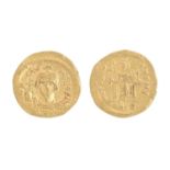 Phocas, 602-610AD, Gold Solidus of Constantinople, 4.29gm, DNFOCASPFAPAVG / VICTORIAAVGGE, mm CONOB,