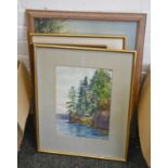 Miscellaneous pictures and prints, two watercolour landscapes signed H Jackson Barker, dated