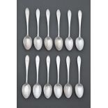 Tiffany & Co. A set of twelve North American silver coffee spoons, early 20th c, maker's mark,