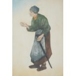 Arthur Craco (1869-1955) - An Indigent Woman, etching in colour on Van Gelder paper, on the original