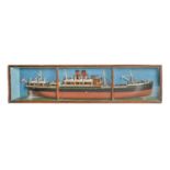 Maritime. A half block model of a British twin funnel steamship, early 20th c, painted in black
