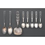 Eight various Norwegian silver serving and other spoons, mid 20th c, various makers, 3ozs 11dwts