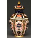 A Royal Crown Derby Imari pattern vase and cover, 1920, 18.5cm h Hairline crack in rim of cover