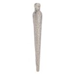 A Victorian silver 'icicle' scent bottle and threaded cap, foliate engraved overall, 25.5cm l, by